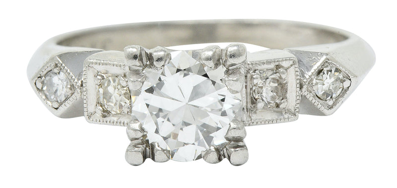 Retro 0.75 CTW Diamond Platinum Geometric Engagement RingRing - Wilson's Estate Jewelry