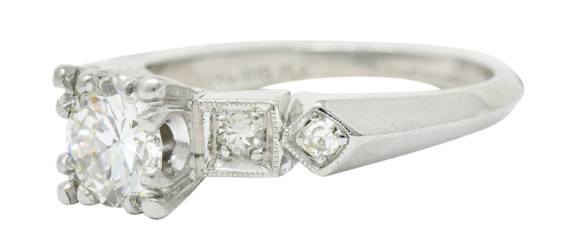 Retro 0.75 CTW Diamond Platinum Geometric Engagement RingRing - Wilson's Estate Jewelry