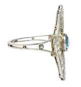 Edwardian 1.00 CTW Aquamarine Diamond Platinum Dinner RingRing - Wilson's Estate Jewelry