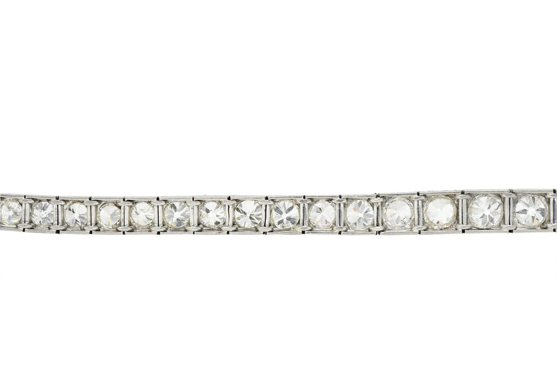 Art Deco 12.00 CTW Old Mine Diamond Platinum Line Bracelet Wilson's Estate Jewelry