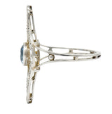 Edwardian 1.00 CTW Aquamarine Diamond Platinum Dinner RingRing - Wilson's Estate Jewelry