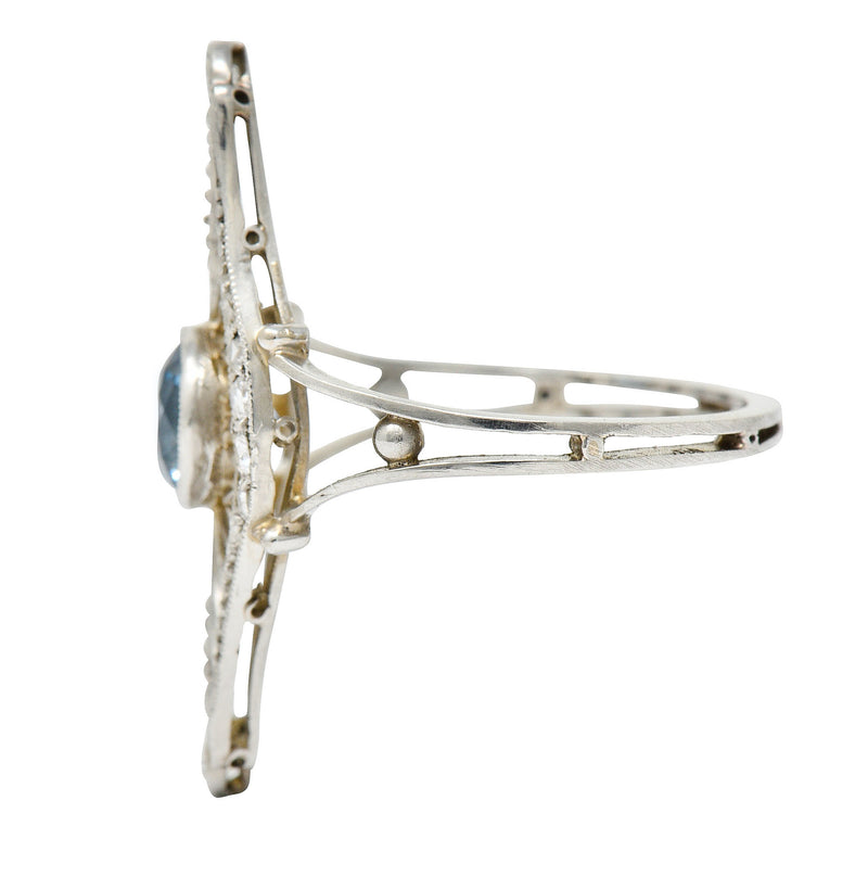 Edwardian 1.00 CTW Aquamarine Diamond Platinum Dinner RingRing - Wilson's Estate Jewelry