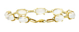 1940's Retro Moonstone 14 Karat Yellow Gold Gemstone Link Vintage Bracelet Wilson's Estate Jewelry