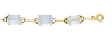 1940's Retro Moonstone 14 Karat Yellow Gold Gemstone Link Vintage Bracelet Wilson's Estate Jewelry