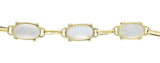 1940's Retro Moonstone 14 Karat Yellow Gold Gemstone Link Vintage Bracelet Wilson's Estate Jewelry