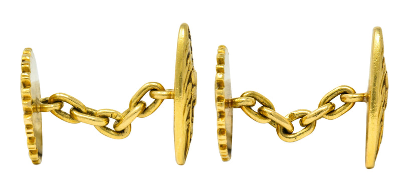 French Art Nouveau 18 Karat Gold Daisy Girl CufflinksCufflinks - Wilson's Estate Jewelry