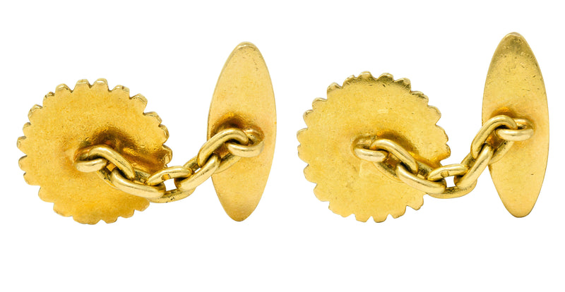 French Art Nouveau 18 Karat Gold Daisy Girl CufflinksCufflinks - Wilson's Estate Jewelry