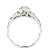 Vintage Art Deco 0.68 CTW Old Mine Diamond Platinum Bow Engagement Ring Wilson's Estate Jewelry