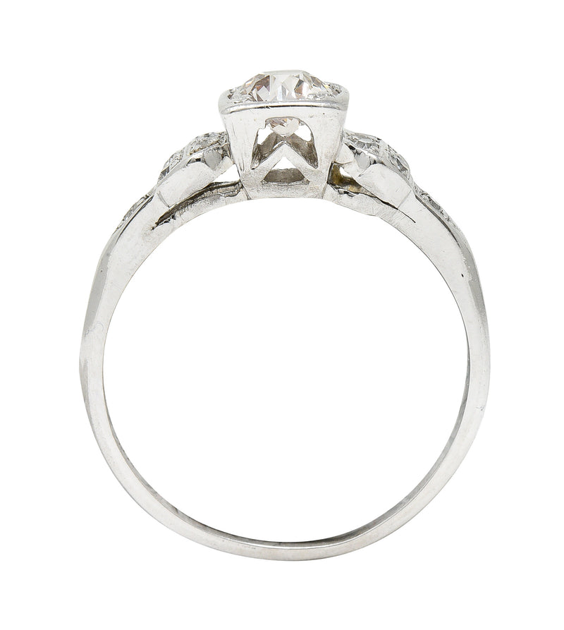Vintage Art Deco 0.68 CTW Old Mine Diamond Platinum Bow Engagement Ring Wilson's Estate Jewelry