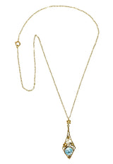 Art Nouveau Blue Zircon 14 Karat Gold Ivy Grape Pendant NecklaceNecklace - Wilson's Estate Jewelry