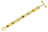 Elizabeth Locke Tourmaline Moonstone Peridot 19 Karat Gold Cabochon Link Braceletbracelet - Wilson's Estate Jewelry