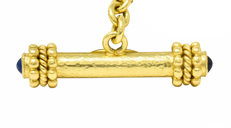 Elizabeth Locke Sapphire 18 Karat Gold Substantial Curb Link Chain Collar NecklaceNecklace - Wilson's Estate Jewelry