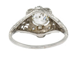 Belle Epoque 1.14 CTW Diamond Platinum Bow Engagement Ring GIARing - Wilson's Estate Jewelry