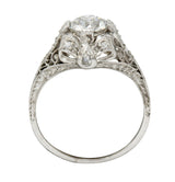 Belle Epoque 1.14 CTW Diamond Platinum Bow Engagement Ring GIARing - Wilson's Estate Jewelry