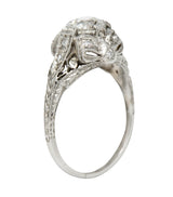 Belle Epoque 1.14 CTW Diamond Platinum Bow Engagement Ring GIARing - Wilson's Estate Jewelry