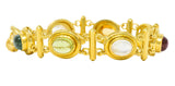 Elizabeth Locke Tourmaline Moonstone Peridot 19 Karat Gold Cabochon Link Braceletbracelet - Wilson's Estate Jewelry