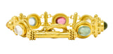 Elizabeth Locke Tourmaline Moonstone Peridot 19 Karat Gold Cabochon Link Braceletbracelet - Wilson's Estate Jewelry