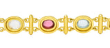 Elizabeth Locke Tourmaline Moonstone Peridot 19 Karat Gold Cabochon Link Braceletbracelet - Wilson's Estate Jewelry
