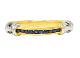 Sapphire 18 Karat Two-Tone Gold Channel Band Vintage Ring Wilson's Estate Jewelry