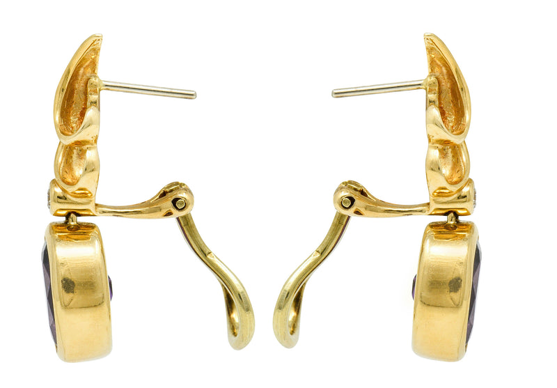 Retro Diamond Amethyst 14 Karat Gold Drop EarringsEarrings - Wilson's Estate Jewelry