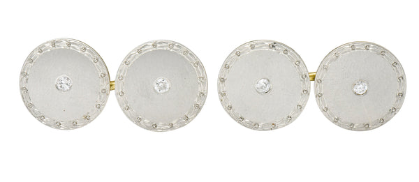 Art Deco Diamond Platinum-Topped 14 Karat Gold Men's Cufflinks - Wilson's Estate Jewelry