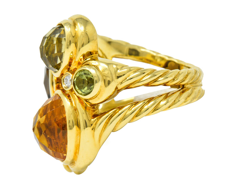 David Yurman Topaz Citrine Multi-Gem 18 Karat Gold Mosaic Cluster RingRing - Wilson's Estate Jewelry