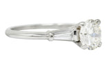 1950's Mid-Century 1.42 CTW Diamond Platinum Three Stone Engagement Ring GIARing - Wilson's Estate Jewelry