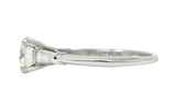 1950's Mid-Century 1.42 CTW Diamond Platinum Three Stone Engagement Ring GIARing - Wilson's Estate Jewelry