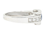Mauboussin Paris Sapphire Diamond 18 Karat White Gold Vintage Alessandra Band Ring Wilson's Estate Jewelry