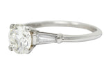 1950's Mid-Century 1.42 CTW Diamond Platinum Three Stone Engagement Ring GIARing - Wilson's Estate Jewelry