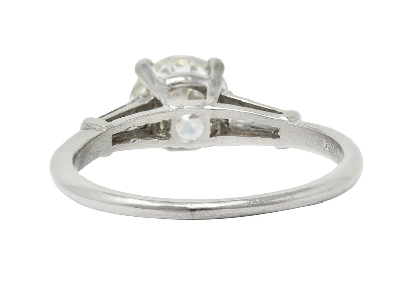 1950's Mid-Century 1.42 CTW Diamond Platinum Three Stone Engagement Ring GIARing - Wilson's Estate Jewelry