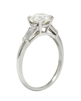 1950's Mid-Century 1.42 CTW Diamond Platinum Three Stone Engagement Ring GIARing - Wilson's Estate Jewelry