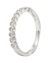Contemporary 0.19 CTW Diamond 14 Karat White Gold Wheat Wedding Band Ring Wilson's Estate Jewelry