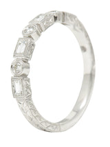 Diamond 14 Karat White Gold Wheat Band Stacking Vintage Ring Wilson's Estate Jewelry