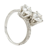 Edwardian 1.70 CTW Diamond Platinum Antique Toi Et Moi Engagement Ring Wilson's Estate Jewelry