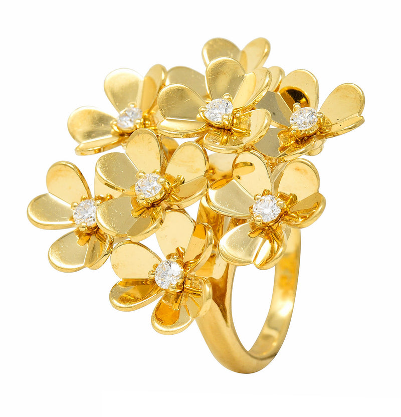 Van Cleef & Arpels Diamond 18 Karat Gold French 8 Flower Frivole Cluster RingRing - Wilson's Estate Jewelry