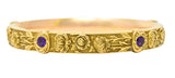 Riker Brothers Art Nouveau Floral Amethyst 14 Karat Gold Chrysanthemum Flower Bangle Braceletbracelet - Wilson's Estate Jewelry