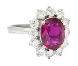 5.02 CTW No Heat Ruby Diamond Platinum Cluster Ring GIARing - Wilson's Estate Jewelry
