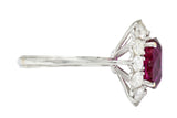 5.02 CTW No Heat Ruby Diamond Platinum Cluster Ring GIARing - Wilson's Estate Jewelry