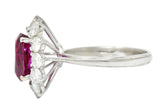 5.02 CTW No Heat Ruby Diamond Platinum Cluster Ring GIARing - Wilson's Estate Jewelry