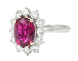 5.02 CTW No Heat Ruby Diamond Platinum Cluster Ring GIARing - Wilson's Estate Jewelry