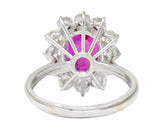 5.02 CTW No Heat Ruby Diamond Platinum Cluster Ring GIARing - Wilson's Estate Jewelry