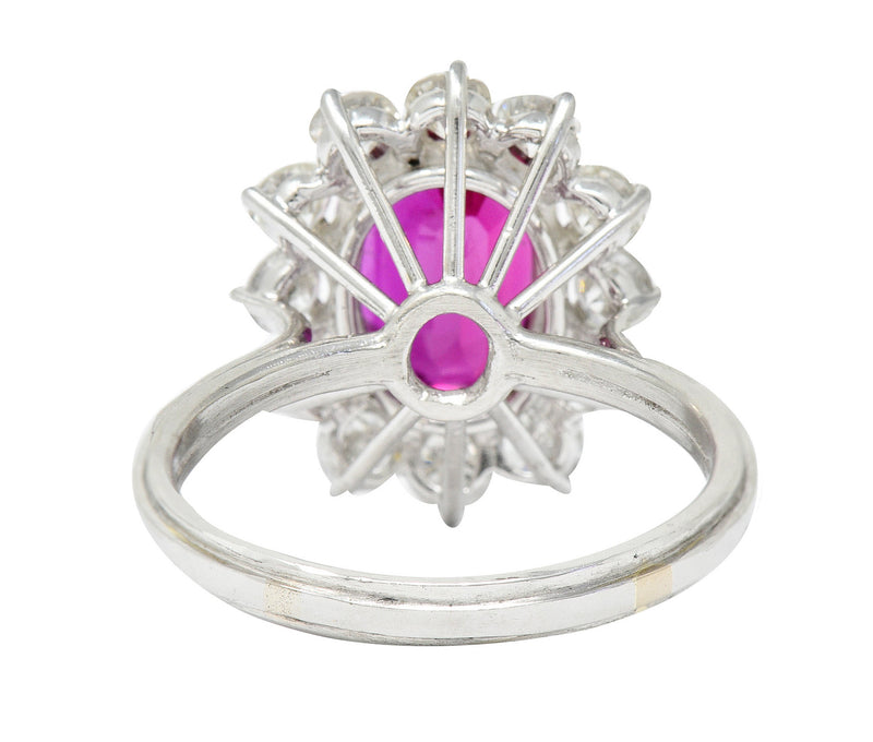 5.02 CTW No Heat Ruby Diamond Platinum Cluster Ring GIARing - Wilson's Estate Jewelry