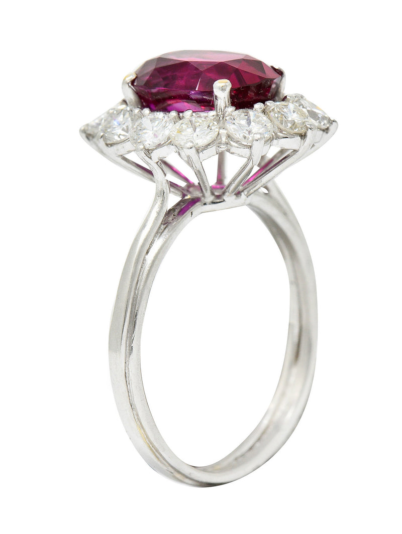 5.02 CTW No Heat Ruby Diamond Platinum Cluster Ring GIARing - Wilson's Estate Jewelry
