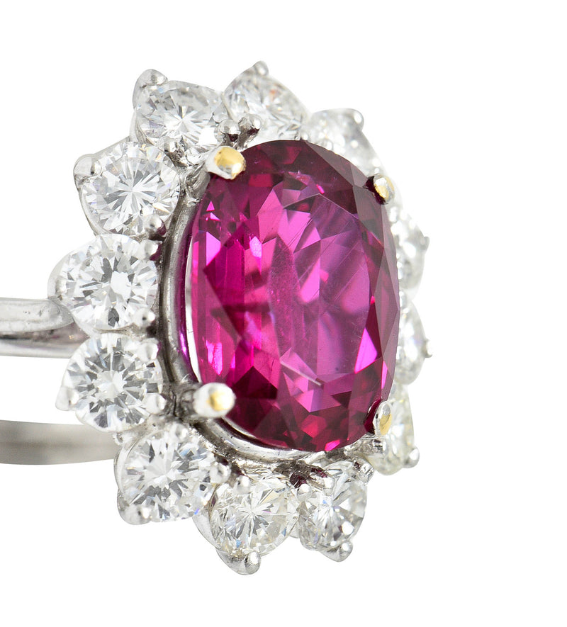 5.02 CTW No Heat Ruby Diamond Platinum Cluster Ring GIARing - Wilson's Estate Jewelry