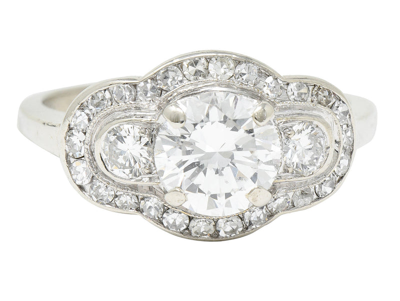 1950's Mid-Century 1.65 CTW Diamond 14 Karat White Gold Engagement RingRing - Wilson's Estate Jewelry