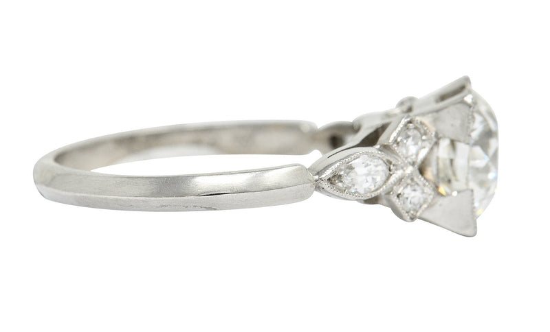 Art Deco 1.68 CTW Old European Diamond Platinum Engagement Ring GIARing - Wilson's Estate Jewelry