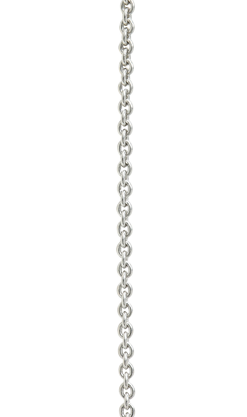 .11111 Contemporary 1.35 CTW Pear Cut Emerald Diamond 18 Karat White Gold Halo Pendant Necklace Wilson's Estate Jewelry