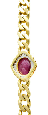1980's Vintage Sapphire Emerald Ruby Diamond 18 Karat Gold Station NecklaceNecklace - Wilson's Estate Jewelry