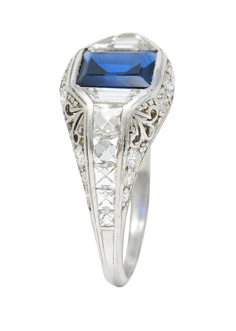 Art Deco Tiffany & Co. Sapphire Diamond Platinum Dinner RingRing - Wilson's Estate Jewelry